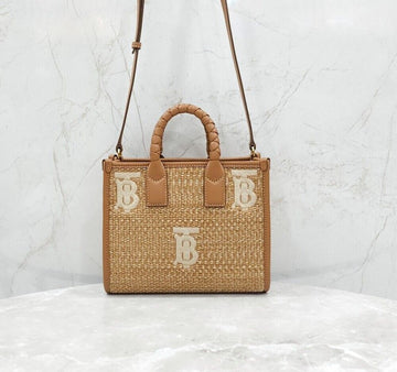 BURBERRY ミニ フレイヤ ラフィア トートバッグ 155745320 [P]