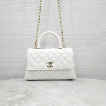 CHANEL ココハンドル スモール キャビア ホワイト ゴールド チャンピンゴールド 内装チップ A92990 157601380 [P]