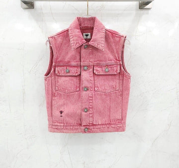 Dior Pink Denim Vest Jacket 222G01A3518 151001071 [P]