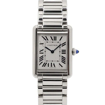 CARTIER WSTA0052 Must Tank Large Steel Quartz Lederband Herren Uhr 159088164 [P]