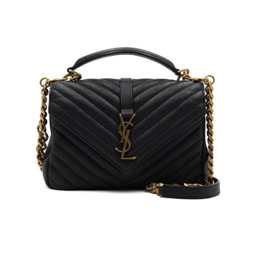 SAINT LAURENT ブラックゴールドモノグラムレザー中型マトラッセトートバッグ兼ショルダーバッグクロスバッグ 600279 159088194 [P]