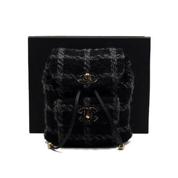 CHANEL AS3615 ブラック ウール ツイード ゴールド メタル チェーン CCポケット デュマ バックパック aa66575 159088226 [P]