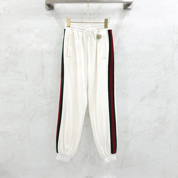 Gucci White Chevron Web Cotton Track Three Stripe Pants 159088822 [P]