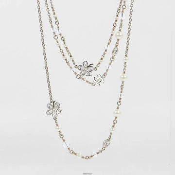 CHANEL B26 ダブル チェーン パール クリスタル ネックレス UVJ6V4YY 159089324 [P]