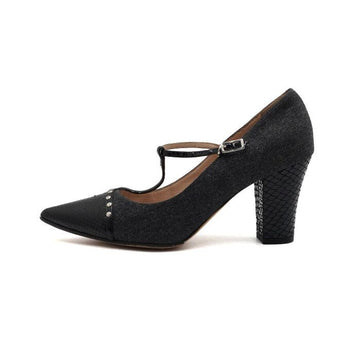 MANOLO BLAHNIK ブラックパイソンスタッズ装飾の女性用シューズ aa66644 159094625 [P]