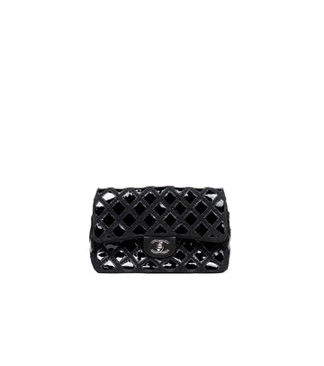 CHANEL ブラックパテントキルティングフラップショルダーバッグ 65322 159094672 [P]