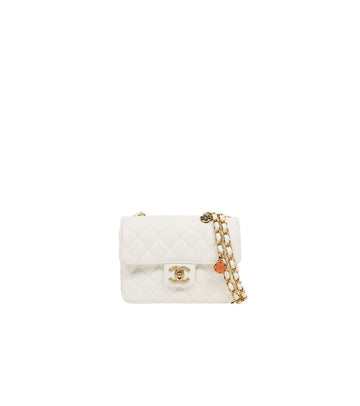 CHANEL ホワイトレザー ミニフラップ ショルダーバッグ 66054 159094817 [P]