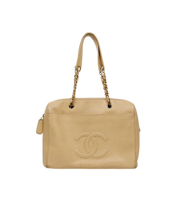 CHANEL Beige Caviar Large CC Chain Shoulder Bag 65679 159122037 [P]
