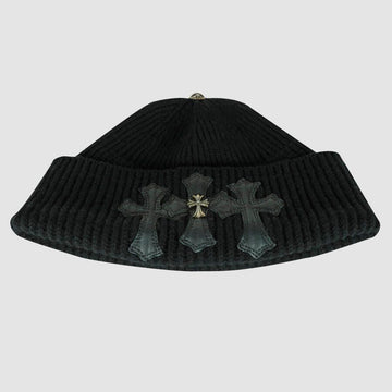 Chrome Hearts Cashmere Beanie with Leather Patch 15024 159123092 [P]