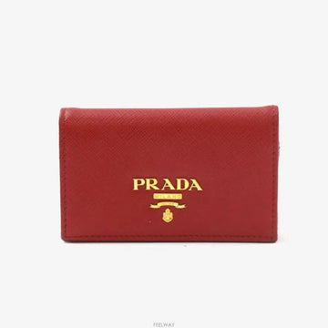 Prada Saffiano Card Wallet Red with Gold Hardware 9586702503 159123273 [P]