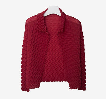 ISSEY MIYAKE 3D Textur Faltenjacke Rot 2COIAKD1 157659416 [P]