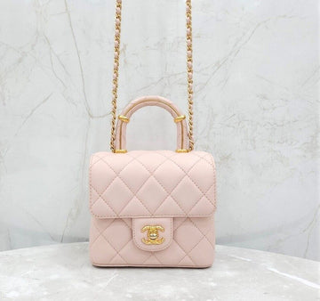 CHANEL ニューミニ トップハンドル フラップバッグ ピンク AS4035 144755528 [P]