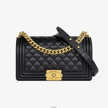 CHANEL Boy Flap Bag Medium Black Gold Hardware A67086 159125153 [P]