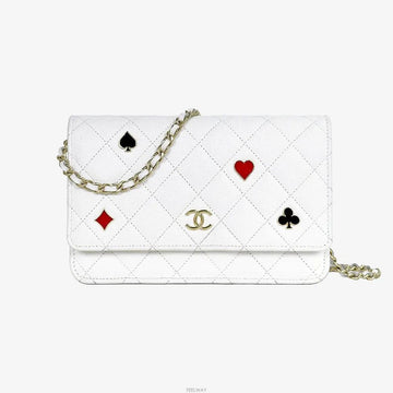 CHANEL Classic Coco Casino Chain Wallet White AP3084 159125213 [P]