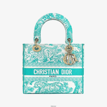 Dior M0565OTDT Lady Delight Tote Bag Medium Aquamarine 5XXI0RS3 159125357 [P]