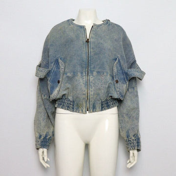 Louis Vuitton Monogram Lined Vintage Wash Cropped Women's Denim Bomber Jacket 1A8RJ9 159128664 [P]