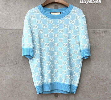 Gucci GG Short Sleeve Knit Blue 629456H101309 148409388 [P]