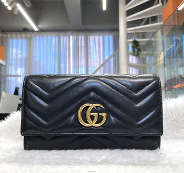 Gucci Leather Long Wallet with Gold Hardware Black 443436J081210 159139407 [P]