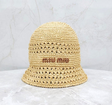 MIU MIU L Logo Raffia Bucket Hat 5HC287 146774614 [P]