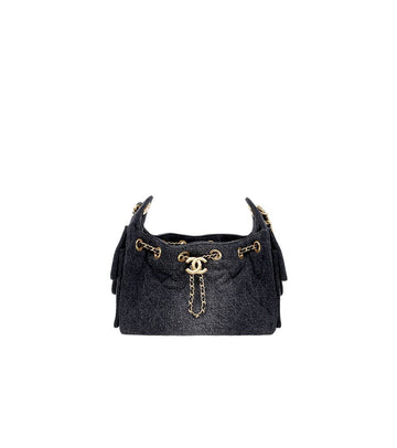 CHANEL Schwarze Denim Mini 25 Tasche mit Innenchip 66645 159172258 [P]