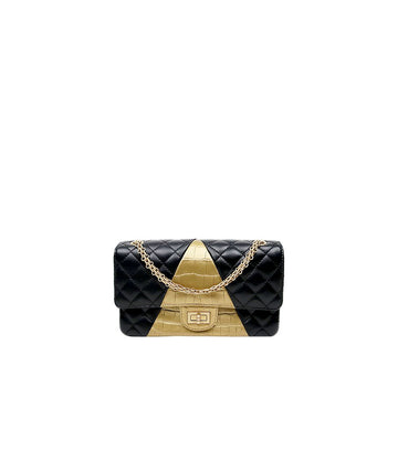 CHANEL Black Gold Two-Tone 2.55 Flap Chain Shoulder Bag 66386 159172216 [P]
