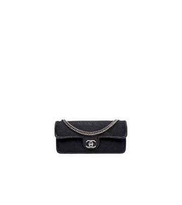 CHANEL Schwarze Stoff East-West CC Klappen Schultertasche 65936 159172214 [P]