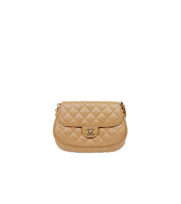 CHANEL ブラウン キルティング ハーフムーン ショルダーバッグ 65930 159172217 [P]