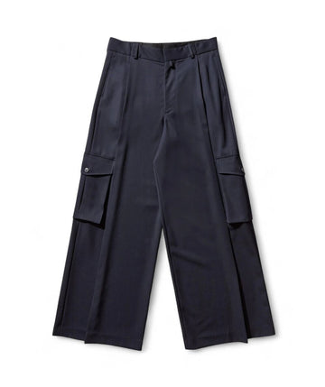 DRIES VAN NOTEN PIERS TRIS Weite Wollhose Navy 2510209151176509 139104397 [P]