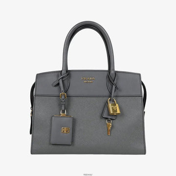Prada Saffiano Esplanade Shoulder Bag Gray 1BA046 159182772 [P]