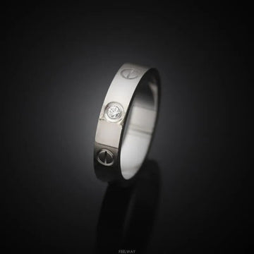 Cartier 18k Love Band 18K White Gold Diamond 1P Size 50 4MM 7684628890 142027347 [P]