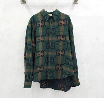 GUCCI gg Jumbo GG Check Wollhemd 138827965 [P]