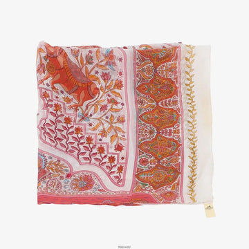 Hermes Unused Giant 140 Silk Moslin Chiffon Shawl at the Palace Gates 159183058 [P]
