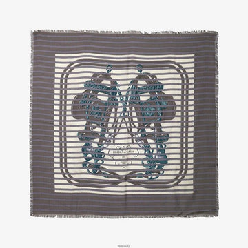 Hermes Unused Bride de Gala Fringe Scarf 90 Cashmere Silk 860U 159183060 [P]