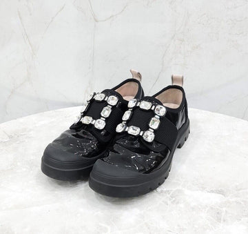 ROGER VIVIER Woki Biv Strass Buckle Lackleder Slipper 150314615 [P]