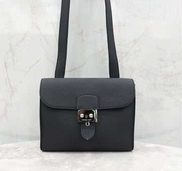 Hermes SAC A DEPECHE 21 Crossbody Bag Togo stamp Black Silver Hardware 151004613 [P]