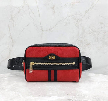 GUCCI Web Neuware Rot Wildleder Ophidia WEB Kleine Hüfttasche Gürteltasche 517076 148265156 [P]