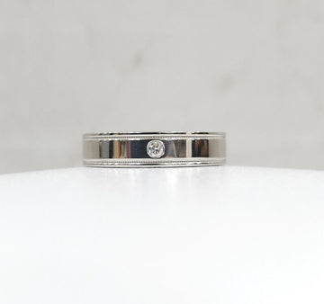 TIFFANY & CO ダイヤモンド 1P ツゲダー ダブル ミルグレイン バンド リング プラチナ 4.5号 154958175 [P]