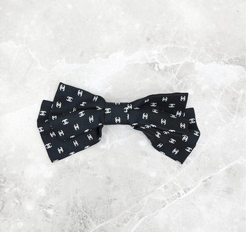 CHANEL 25P CC Logo Ribbon Hairpin Black 148265259 [P]