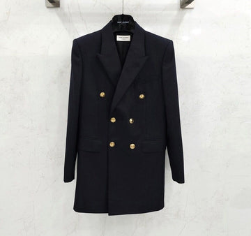 SAINT LAURENT 女性用ストライプダブルブレストジャケット 649084 146759140 [P]