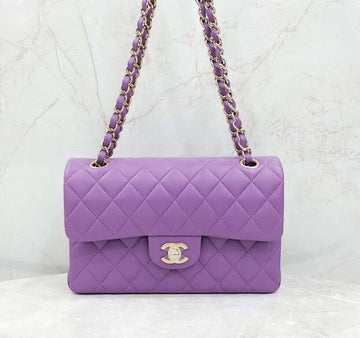 CHANEL Classic Small Flap Bag Purple Champagne Gold A01113 143959724 [P]