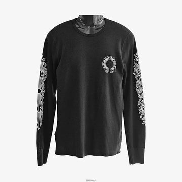 Chrome Hearts Horseshoe Floral Waffle Long Sleeve Black TDBLPN69 159258157 [P]