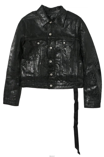 RICK OWENS メガクルシュ ブラック デニム スリム トラッカー ジャケット DU02D2751 BMC 09 119024212 [P]