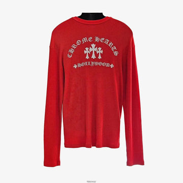 CHROME HEARTS Halbarmstickerei Henley-Nacken Pullover Rot ZJNH03ZF 159260620 [P]