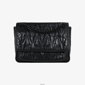 MIU MIU Vitelato Shine Matelassé Quilt Ketten Schultertasche Klein Schwarz 5BD161 159266224 [P]