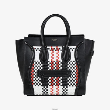 CELINE Reise-Mikro-Shopper Schwarz Weiß Rot 159266296 [P]