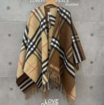 Burberry Giant Check Fringe Cape Coat Beige 8059406J081402 159290104 [P]