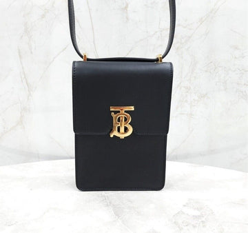 BURBERRY Schwarze glatte goldene Robin Mini Schultertasche 80330421 135837462 [P]