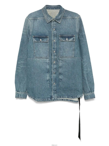 RICK OWENS Washed Indigo Denim Outer Shirt DU01E3755 DWB 06 135703521 [P]