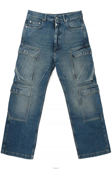 RICK OWENS ウォッシュドインディゴデニムダブルカーゴパンツ DWB 06 130793333 [P]