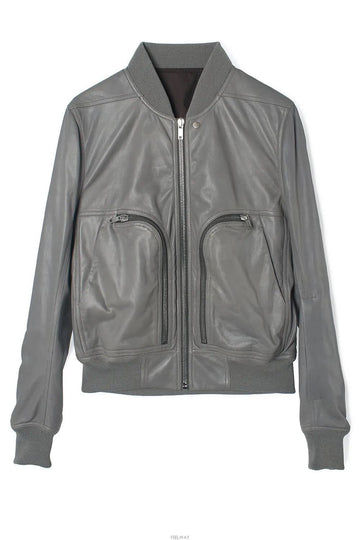 RICK OWENS Waxy Lamb Leder BAUHAUS Flightjacke gewaschen Indigo 06 RU02E1749 147376322 [P]